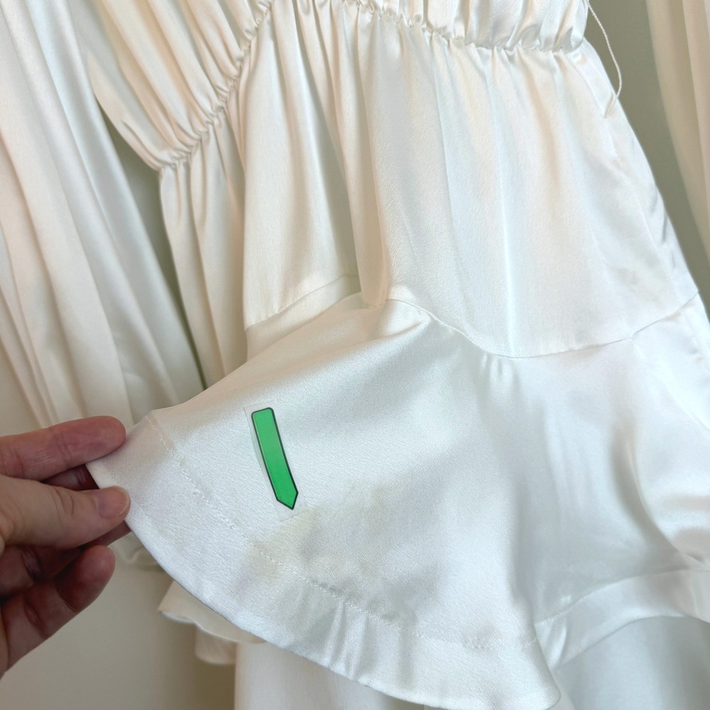 Bronx & Banco White Silk Bedouin Mini Dress M US 6 Bridal Engagement No Belt - Picture 4 of 13